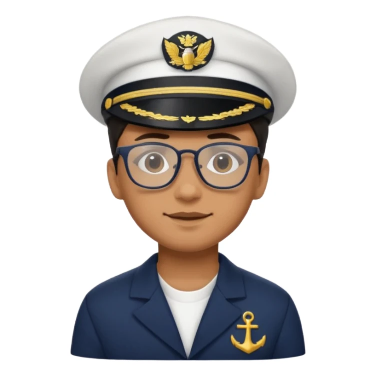 Navy sailor with white hat and black glasses, and tan skin  sticker