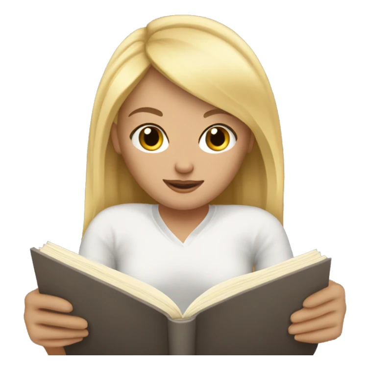 White girl blond hair reading in bed sticker