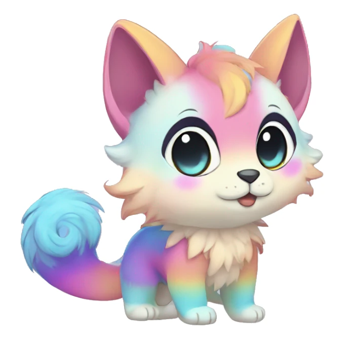 Kawaii colorful ethereal anthro fursona Fakemon sticker