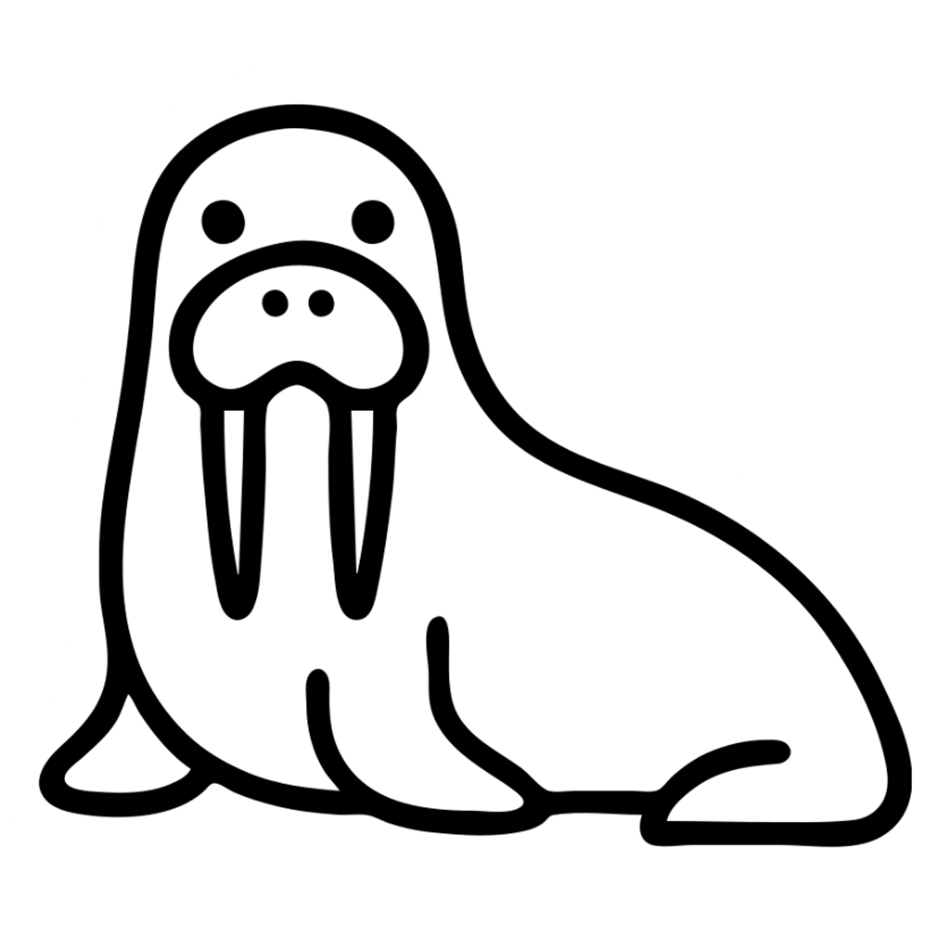 walrus, minimalist black outline icon, no fill, simple lines sticker