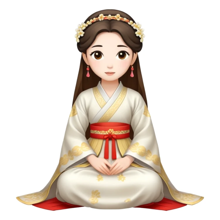 Beautiful girl wearing Hanfu wedding dress sitting sticker