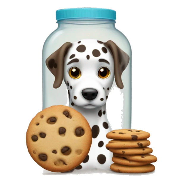 Brown Dalmatian next to a jar of cookies sticker