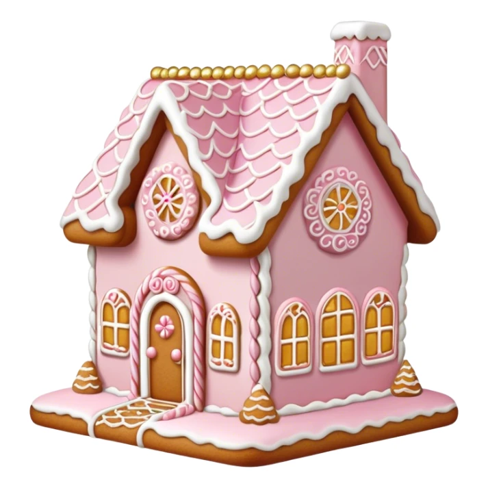light pink and gold and white gingerbread house sticker