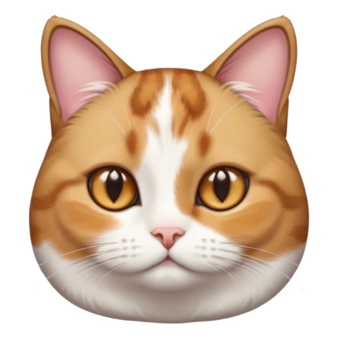 full body torbie and white cat with small head, hazel eyes, and short but chubby body sticker