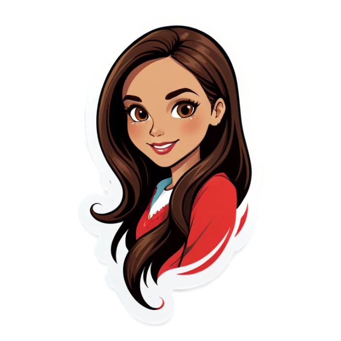 Tan lady with long brown hair  sticker