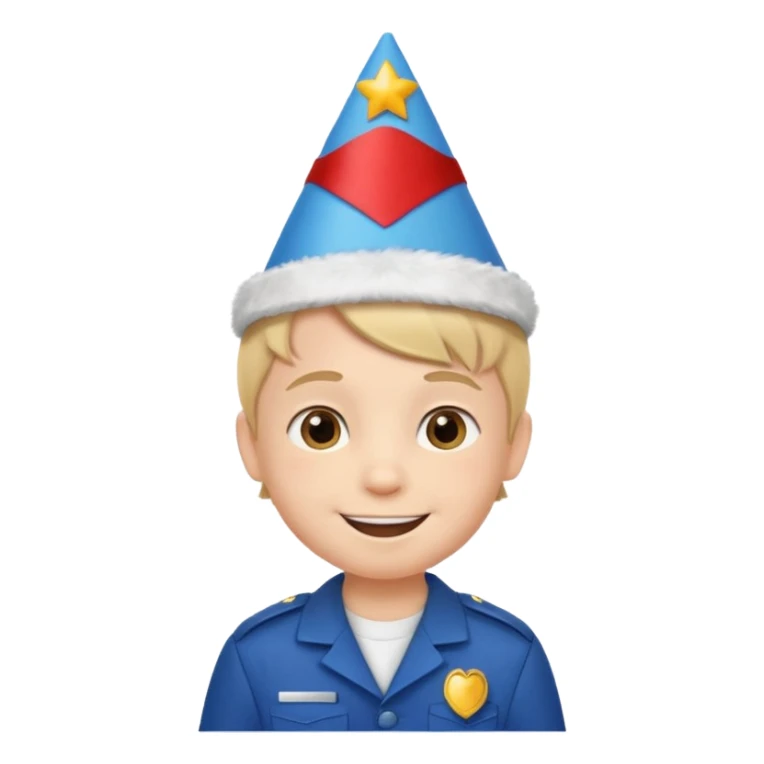 a little boy with birthday hat, wearing uniform















 sticker