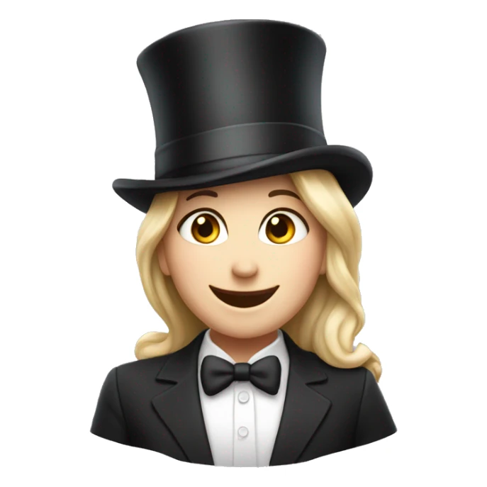 happy white girl in top hat sticker