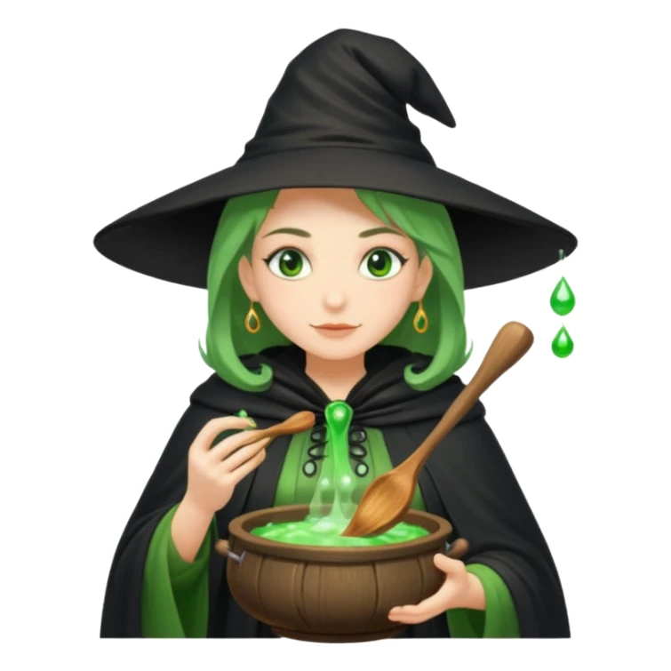green witch cooking potion sticker