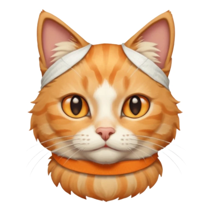 cat with a turkey bandage, close-up face sticker