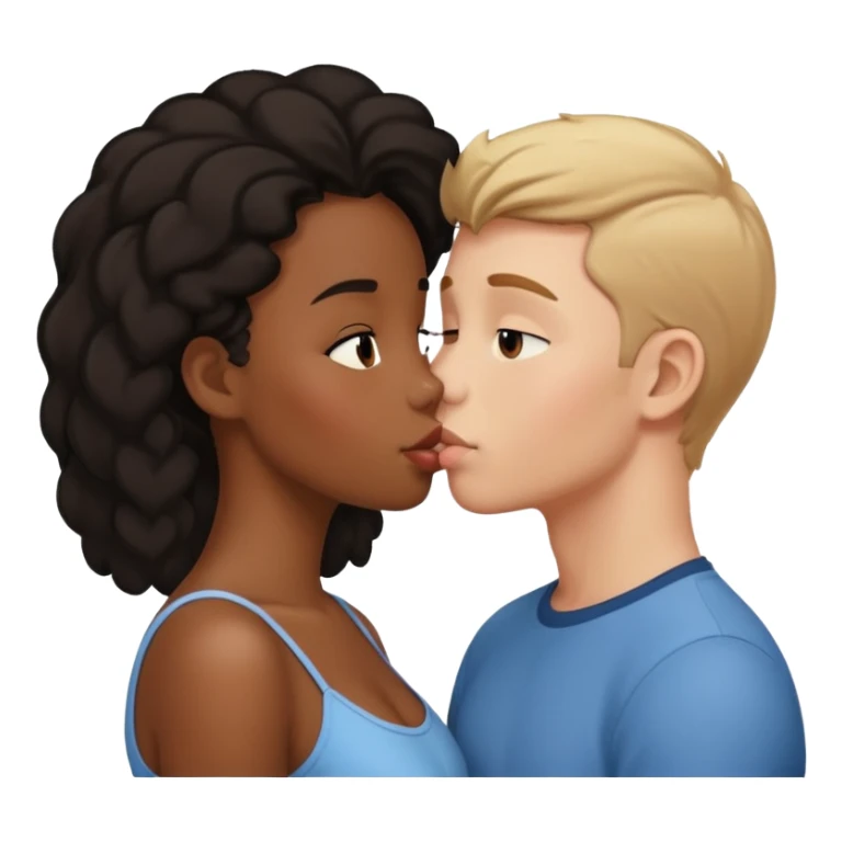 Kissing black girl and white boy  sticker