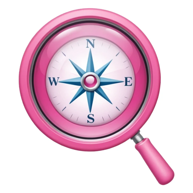 mix light pink dark pink and white girly internet compass logo with a small magnifying glass at the bottom sticker