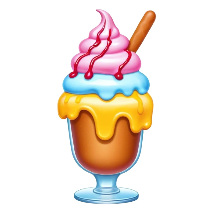 Melting neon ice cream hot dog sundae sticker