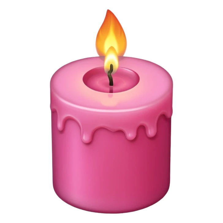 Draw a pink candle with a flame on it that looks 5 degrees tilted from a bird's eye view. sticker