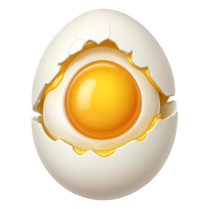 egg object icon, cracked egg with yolk, 3D cartoon, mobile game icon style, clean background, no text, no watermark
 sticker