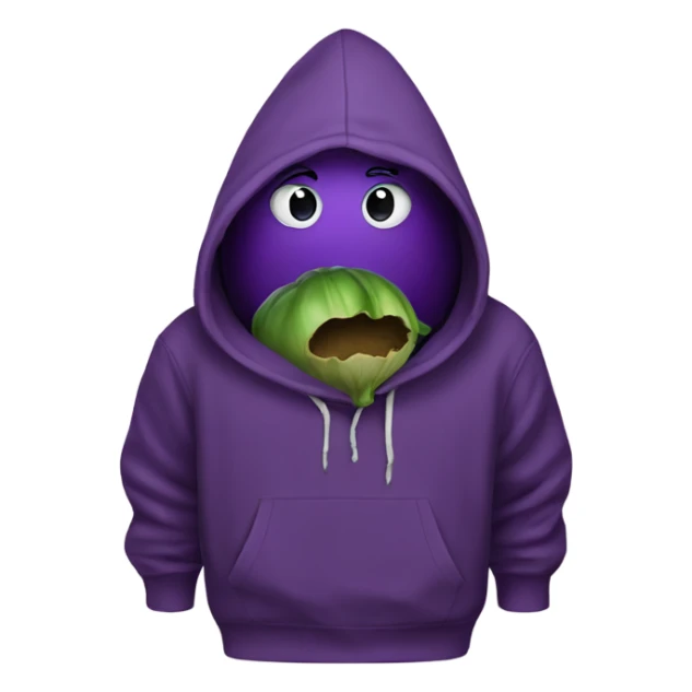 Eggplant wearing a hoody sticker