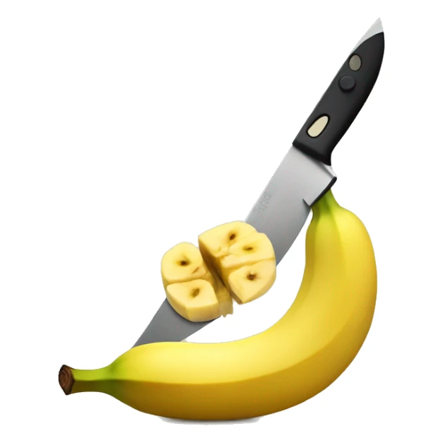 a banana being cut by a knife sticker