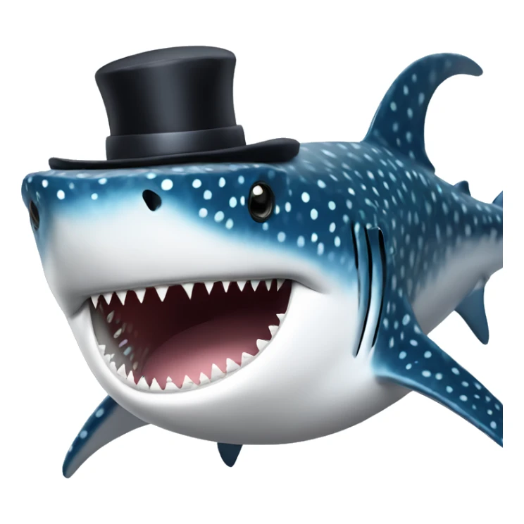 Giant whale shark with a top hat and moustache  sticker