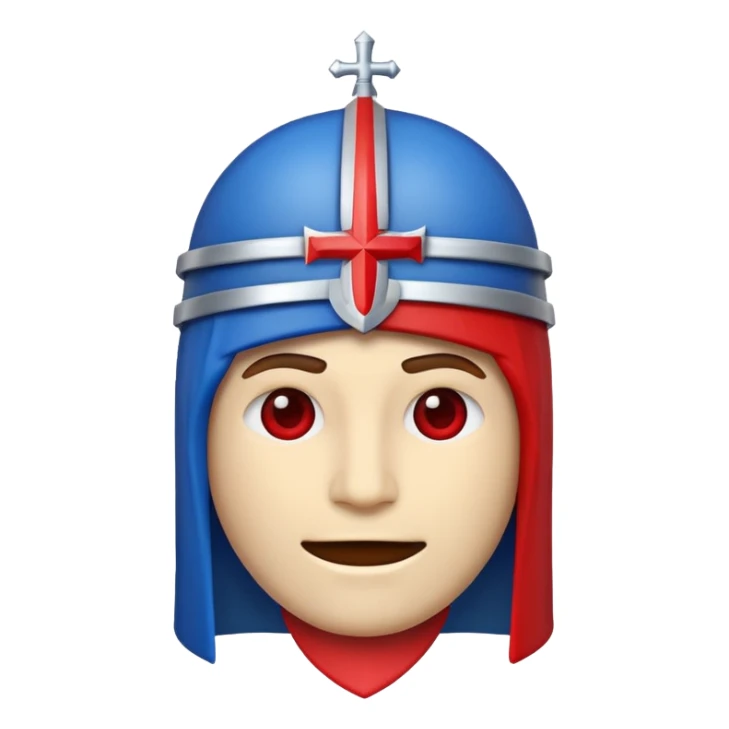 Make me an emoji to my school Holy cross davao college  representing this three colors ❤️💙🤍 make it like a crusader. sticker