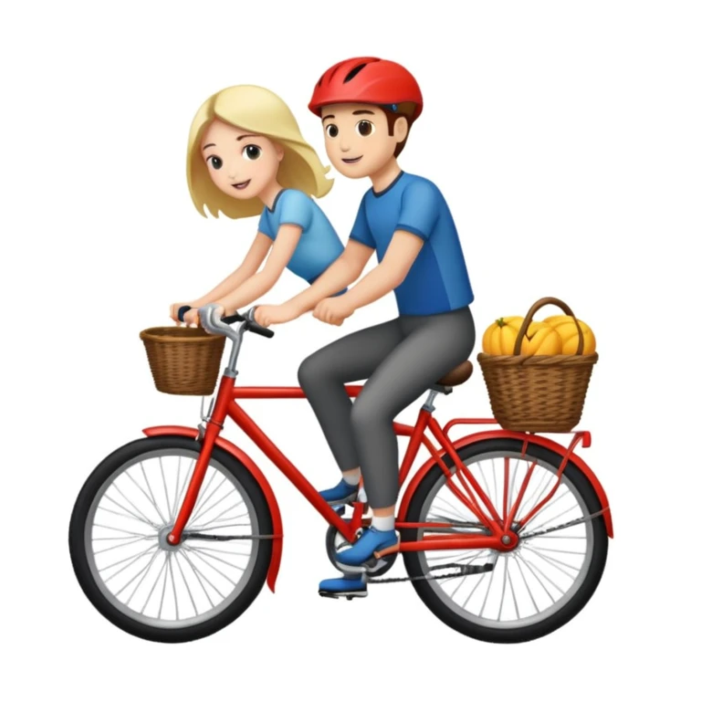 man and girl riding a bicycle together sticker