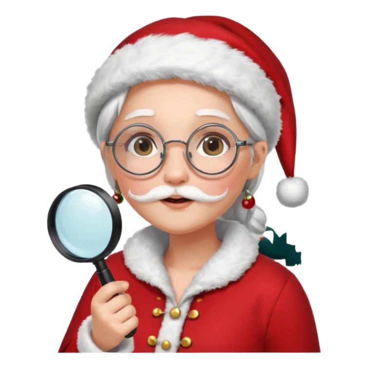 Female Santa with Magnifying glass sticker