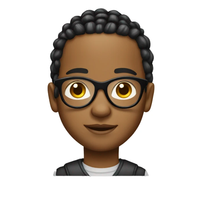 Light skin black kid with four cornrows wearing clear glasses sticker