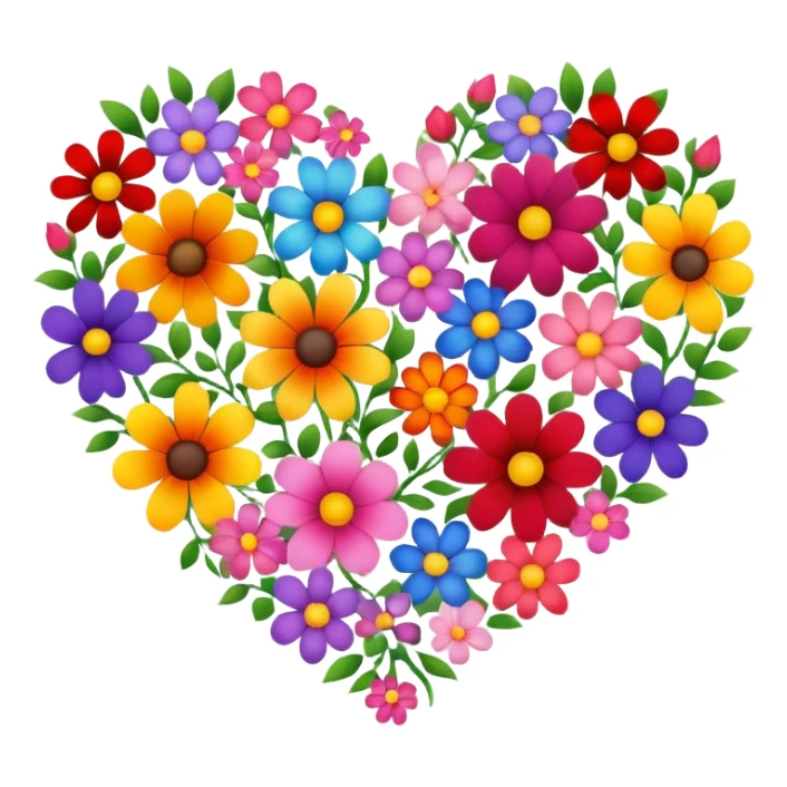 heart made of flowers sticker