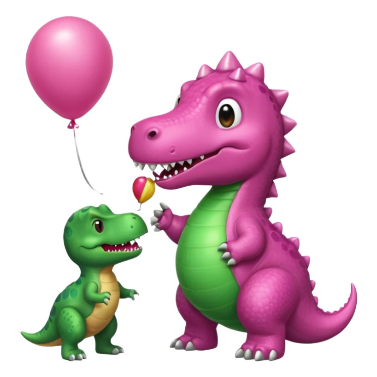 dinosaurio comiendo perrito caliente rosa con un globo de humano sticker