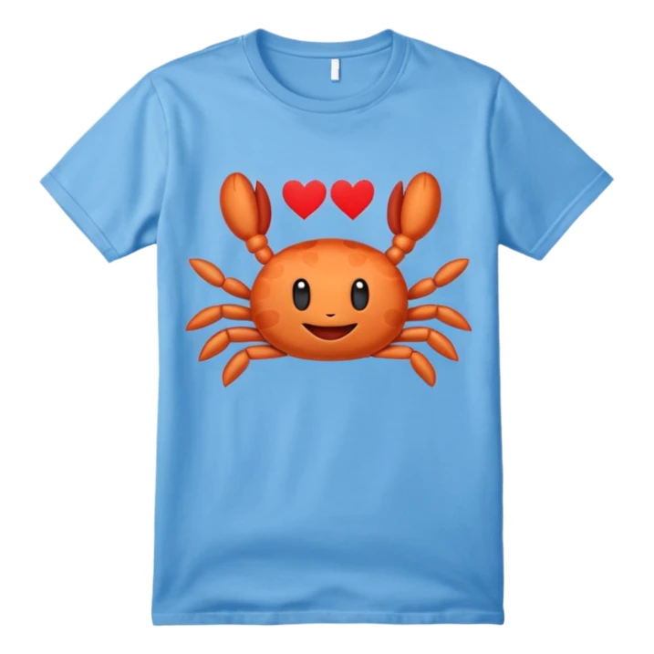 Blue shirt with the text I love krabby  sticker