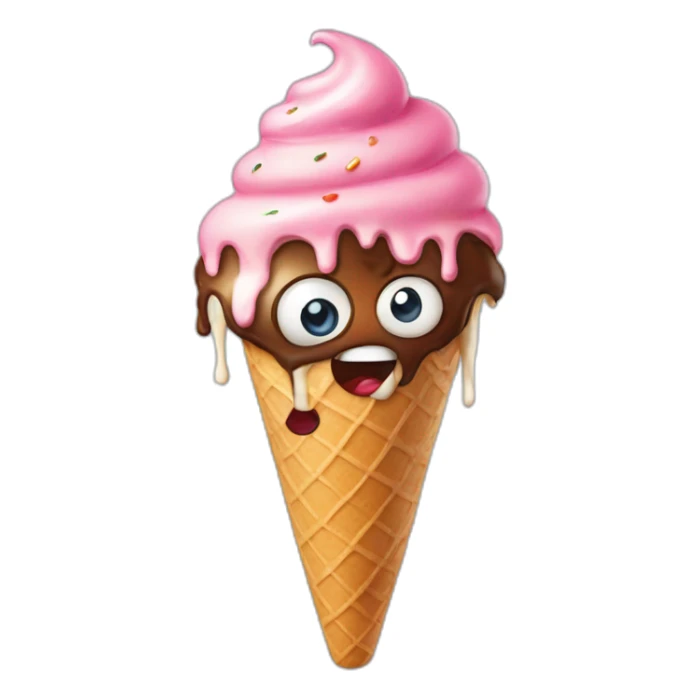 anger ice cream with eyes wearing a birthday hat  sticker