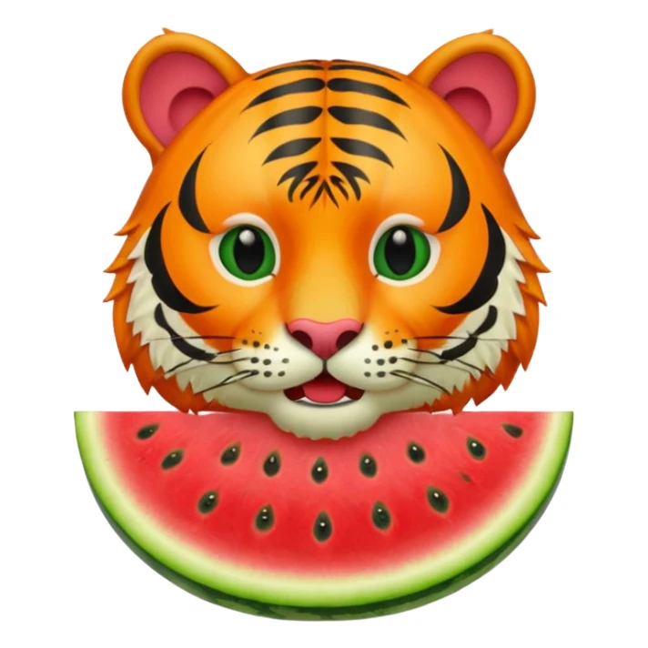 tiger with watermelon in mouth sticker