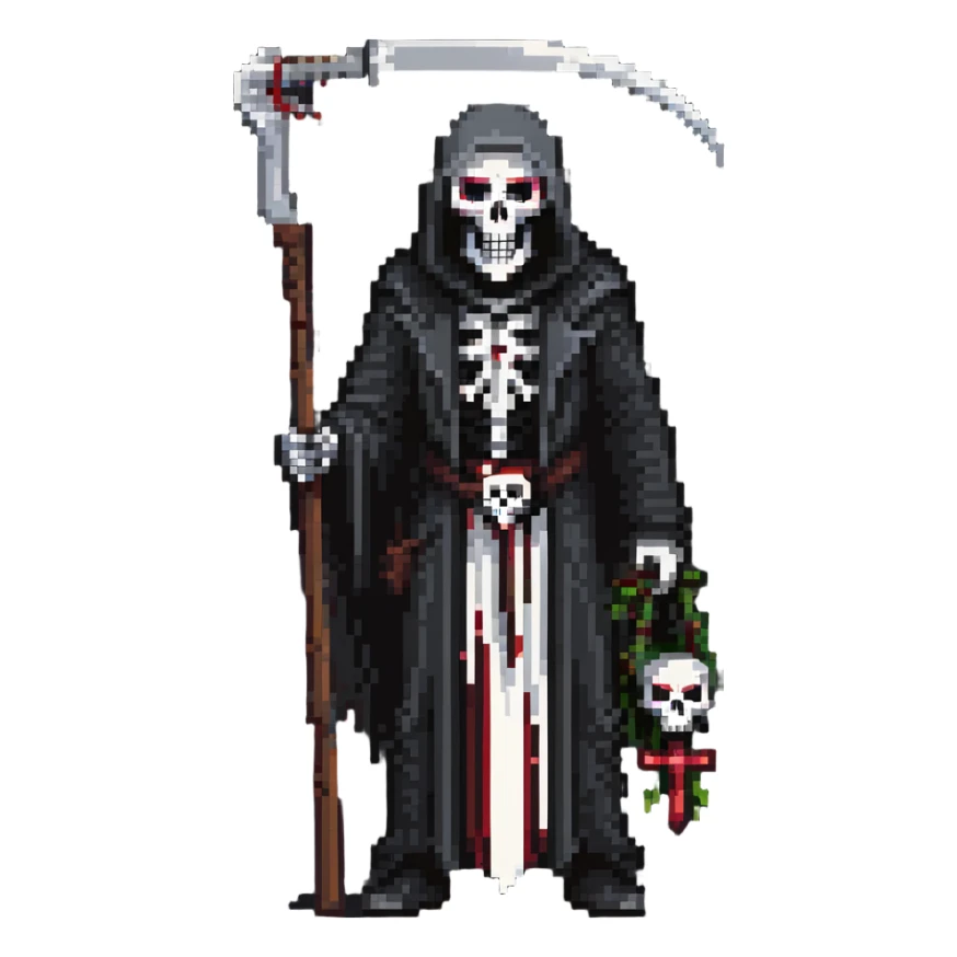 Grim reaper with scythe, skull face, death personified sticker