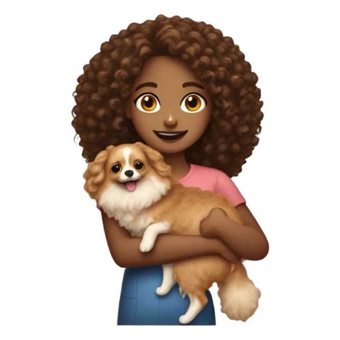 A curly girl holding pomerian sticker