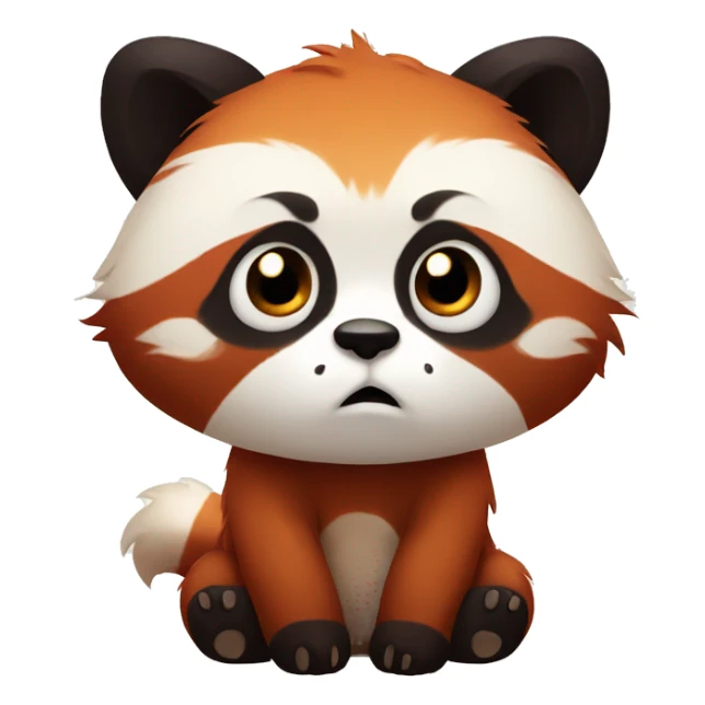 Red panda looking sad with big Anime style eyes  sticker