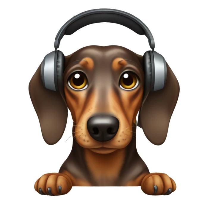 Dachshund with headphones sticker