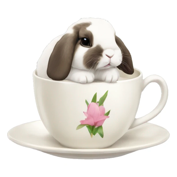 holland lop bunny inside of a teacup sticker