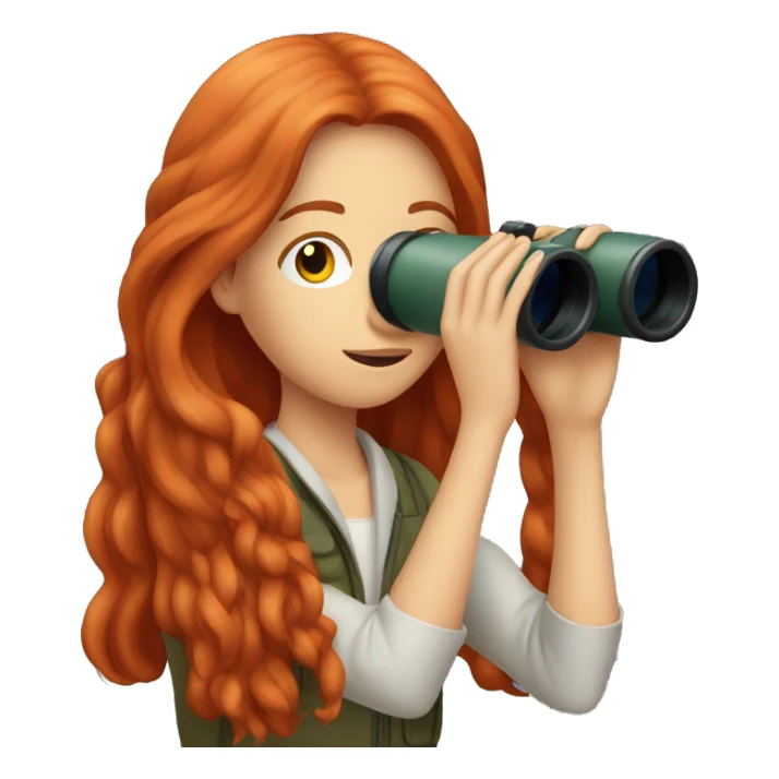 Long red haired girl looking at binoculars sticker