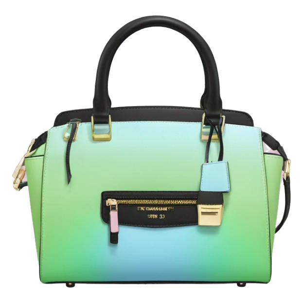 Realistic light green light blue light pink ombre and black michael kors satchel purse. sticker