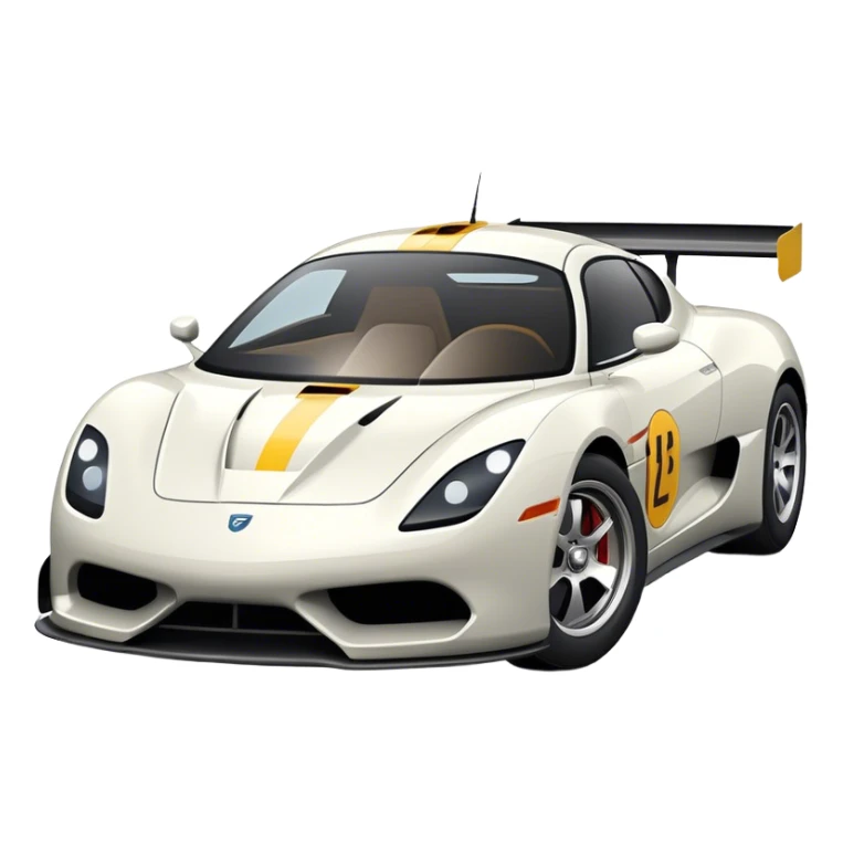 An icon representing a racing game interface, inspired by Grand Turismo. The design features a sleek, high-performance car speeding through a dynamic track, with speedometers and lap indicators visible. The road twists and turns, emphasizing the thrill of competitive racing. Transparent background. sticker