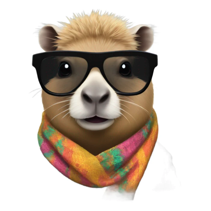 Capybara in black rave glasses and pashmina  sticker