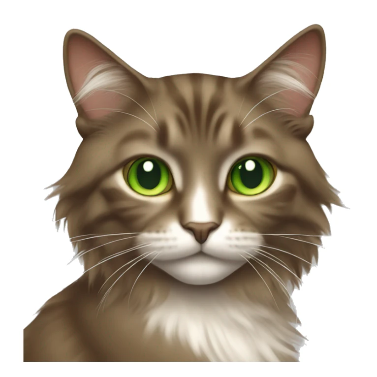 brown long-haired green-eyed cat sticker