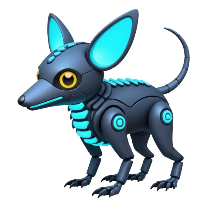  Neon glowing futuristic modern cyber-Fakémon-Digimon-Trico-creature sticker