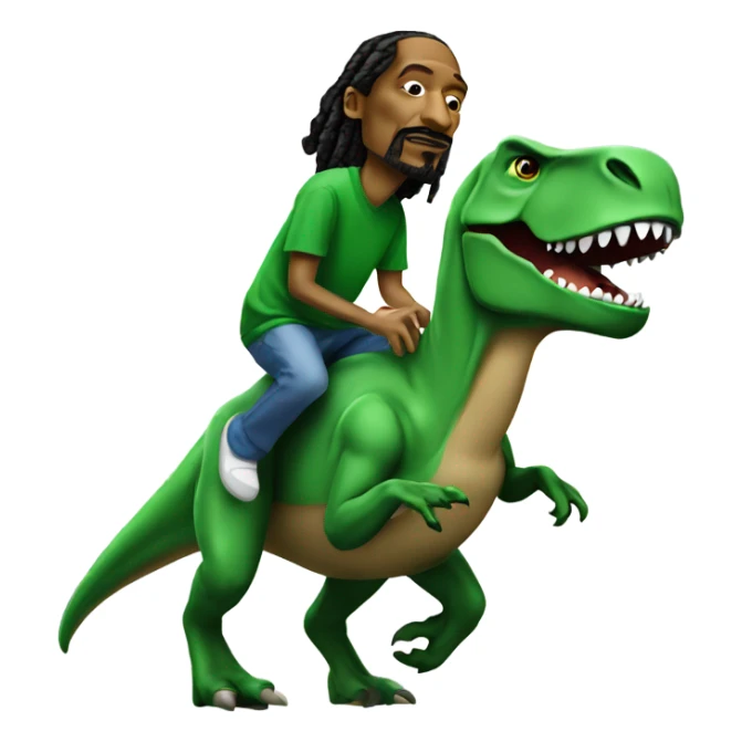 Snoop dogg riding a green t-Rex sticker