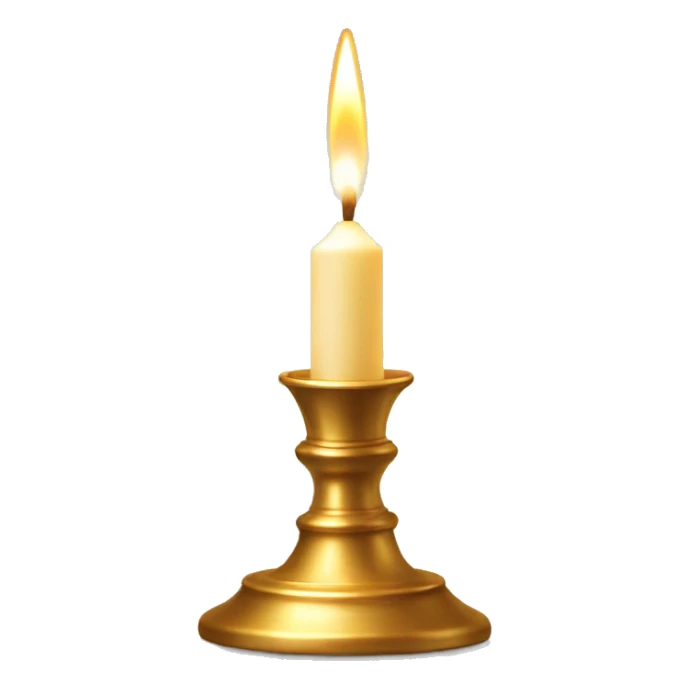 White Candle on golden candlestick sticker