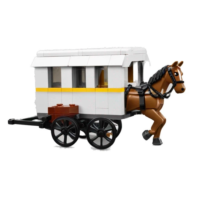 Lego horse drawn 6 wheel caravan  sticker