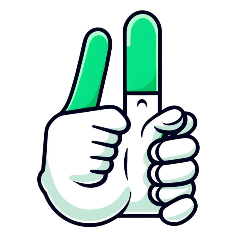 Minimalist Maya-style thumbs up and prayer hands emojis, white and deep green only, flat design with clean lines sticker