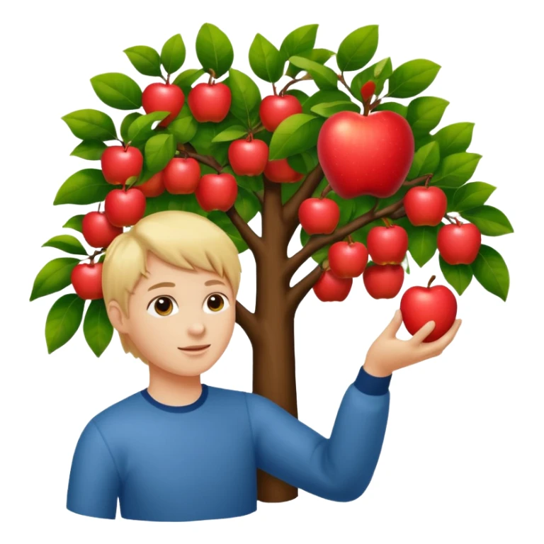 Person picking an apple off of a tree sticker