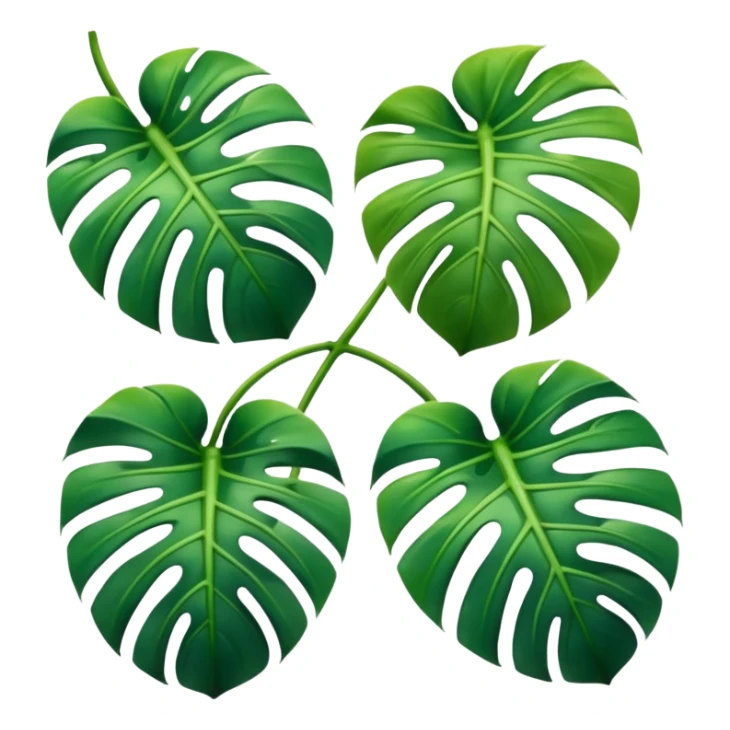 three small icons of mostera leaves sticker