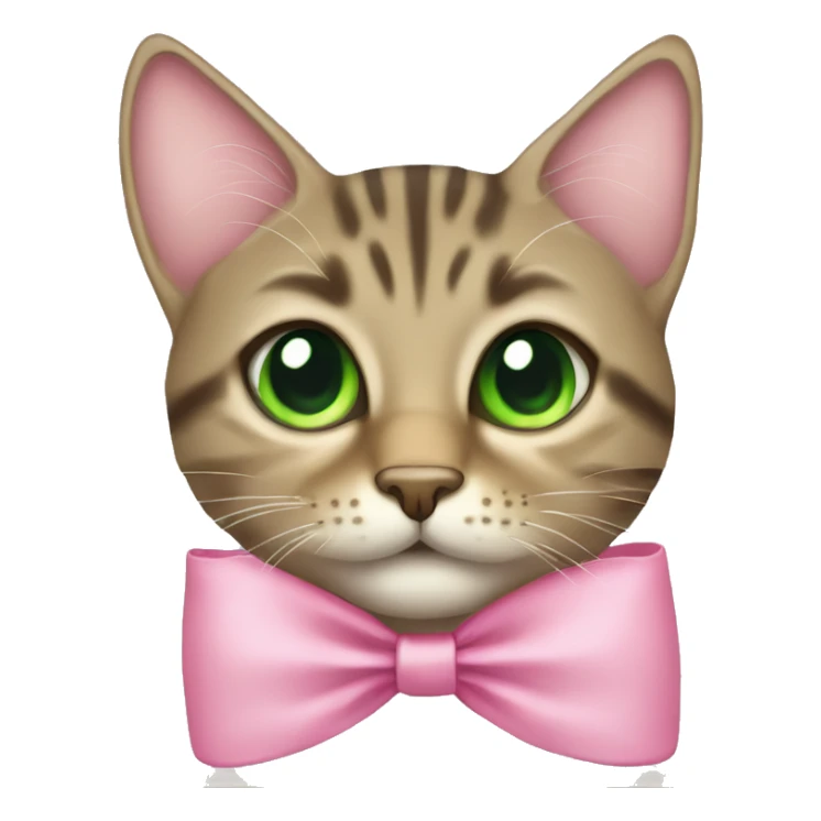 Tabby cat green eyes with pink bow sticker