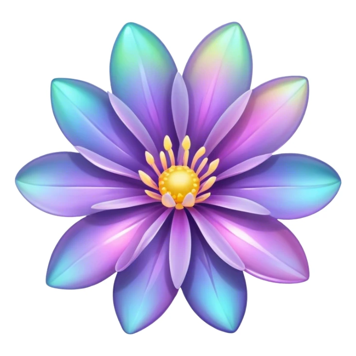 Dark Pastel iridescent transparent glossy bio-luminescent flower sticker
