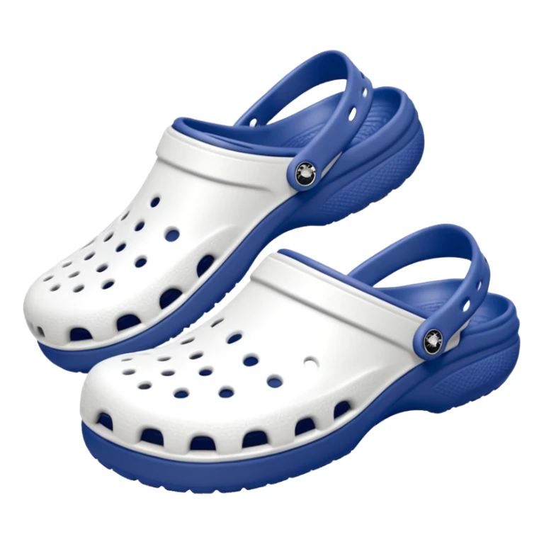 Pure white Crocs clogs, all-white straps and sole, no blue or other colors, matte white material, ventilation holes, dark background, realistic product photo, monoc sticker